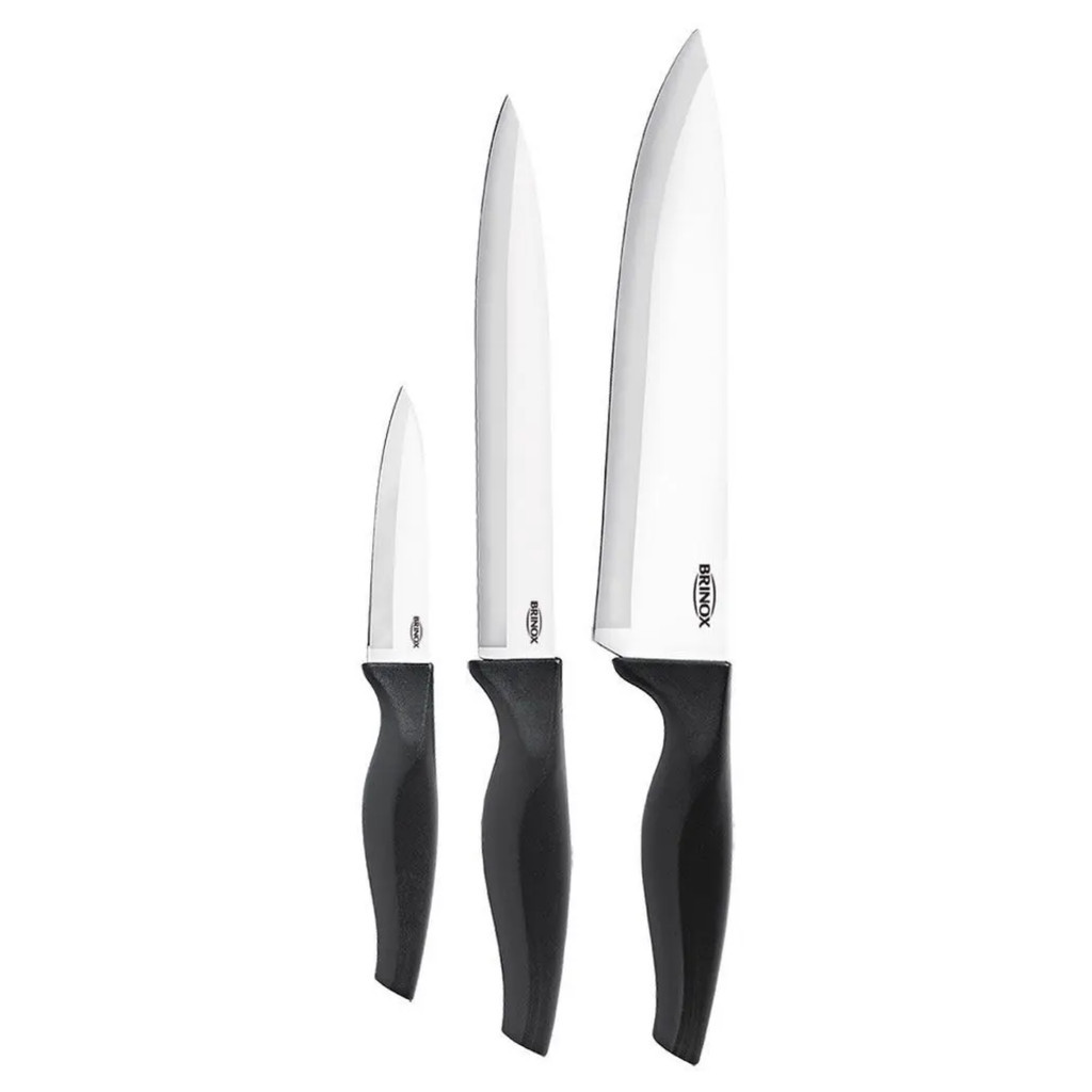 Jogo de Facas Brinox Cozinha Faqueiro Cross Conjunto Aço Inox Kit 3 Peças em Oferta na Shopee