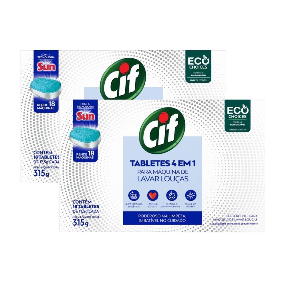 Kit 36 Tablete Cif Detergente para Máquina de Lavar Louças 4 em 1