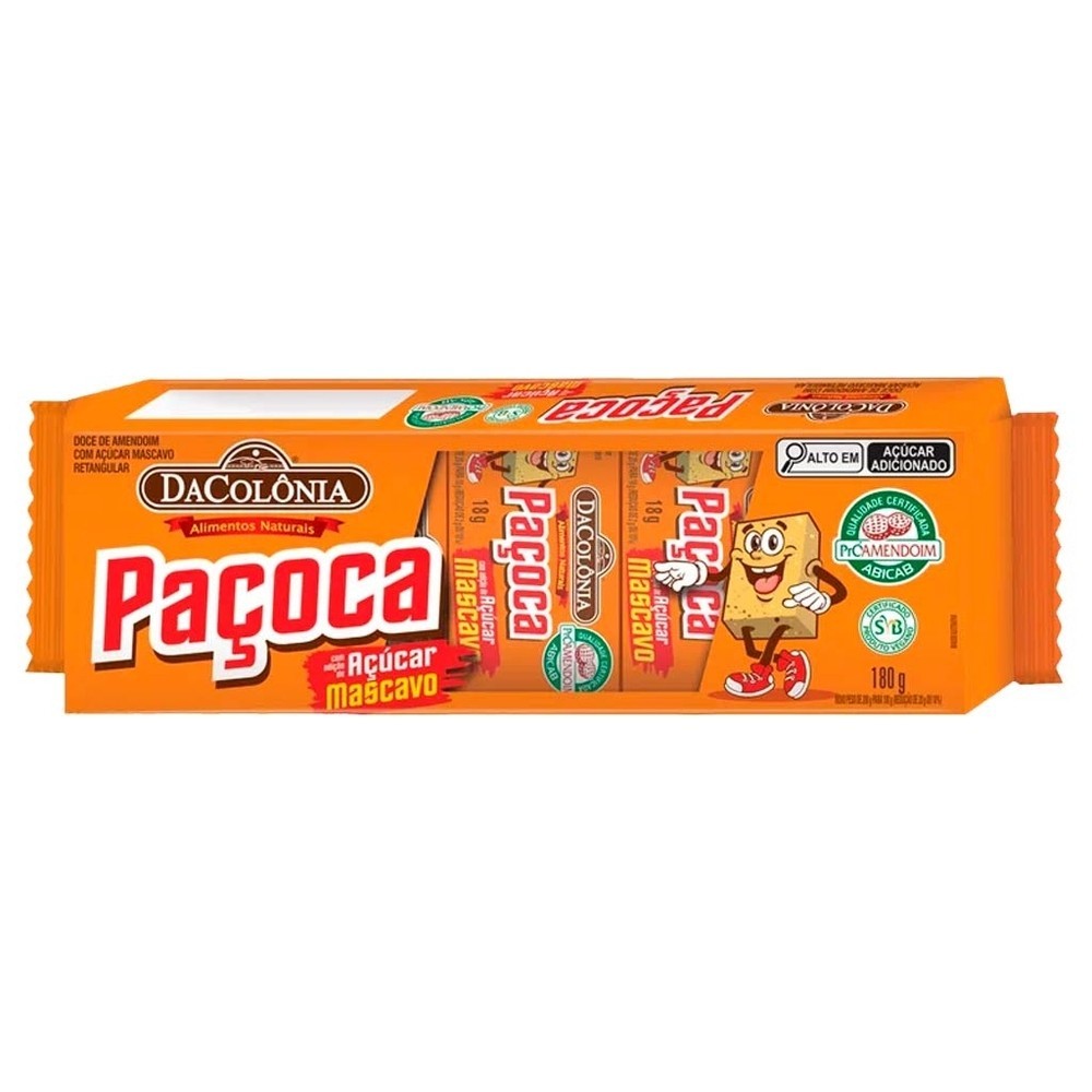 Paçoca com Açúcar Mascavo Embalada c/10 - DaColônia