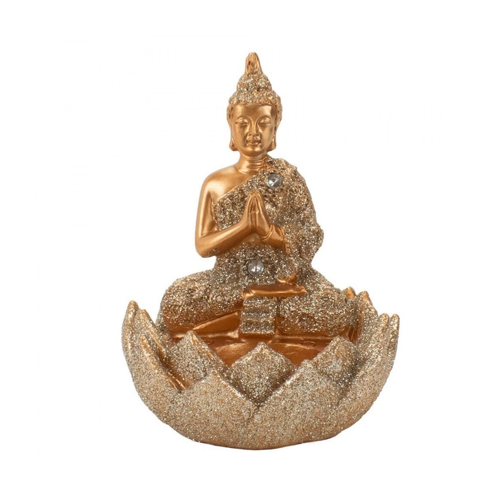 Imagem Buda Dourado Porta Vela 10cm Decoração Zen Resina