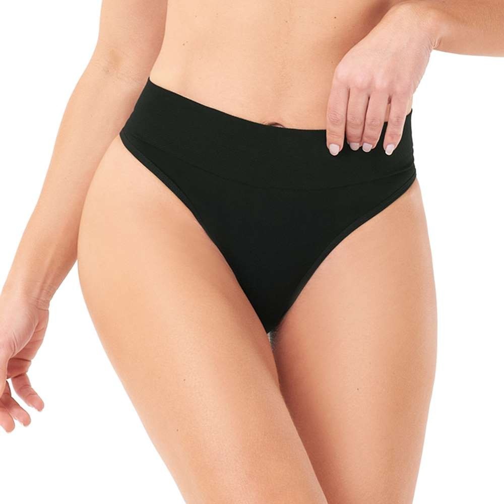 Calcinha Tanga Cós Largo sem Costura Preta