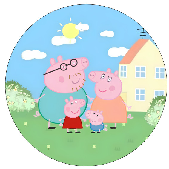 Painel Desenho Redondo Tecido Sublimado Tema P.PIG 1,50x1,50m