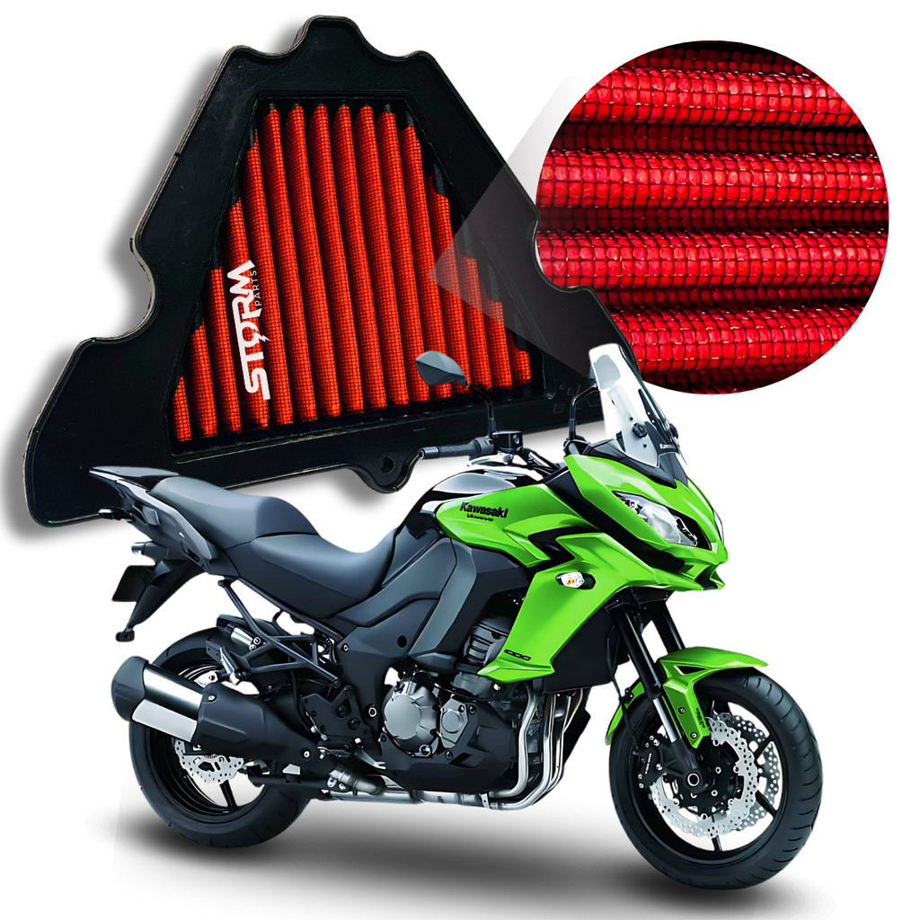 Filtro de Ar Esportivo moto Kawasaki Versys 1000 cc 2016 a 2019 Cilindradas Lavável Reutilizável