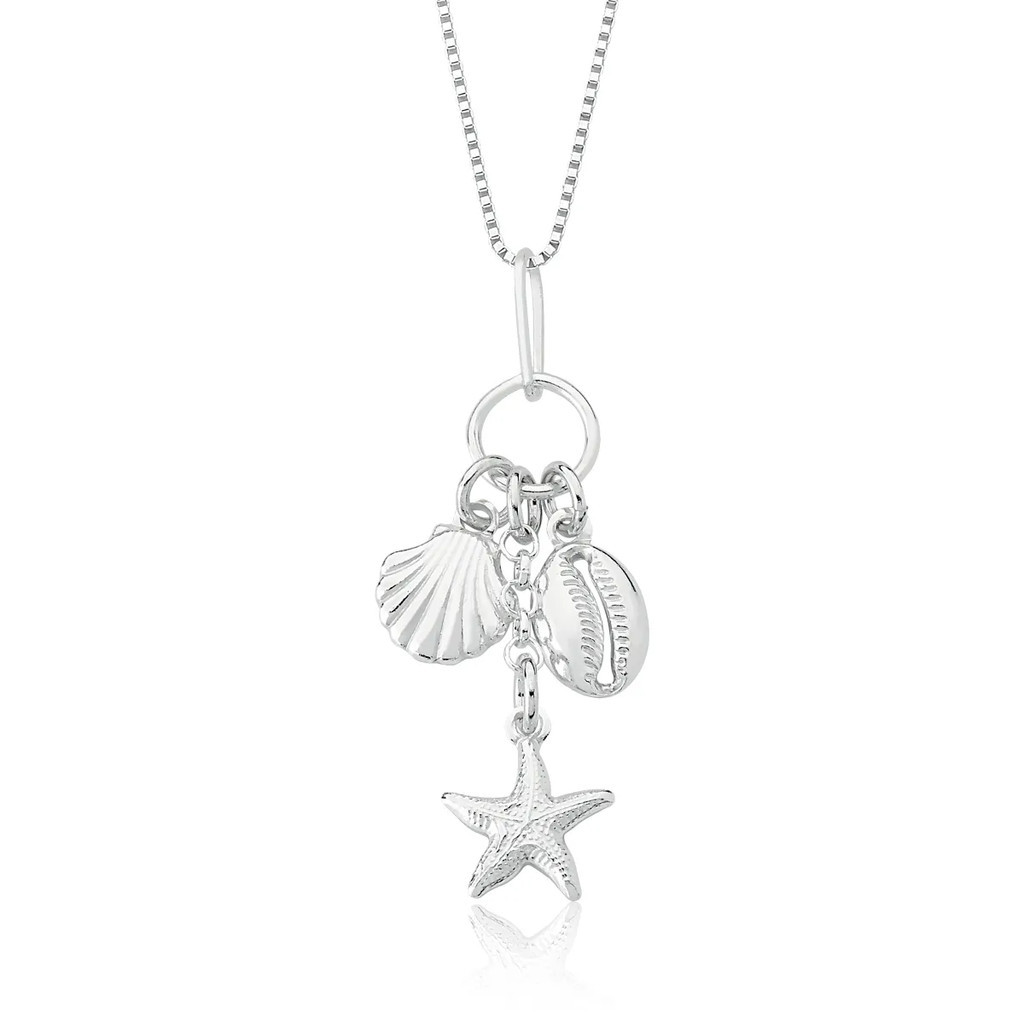 Colar elementos do mar 45cm Prata 925 em Oferta na Shopee