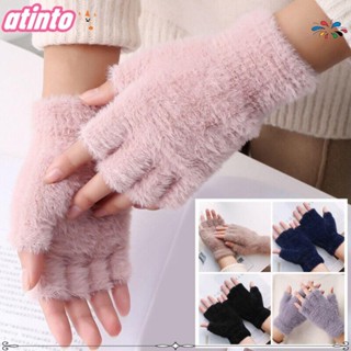 ATINTO Luvas De Meia-Dedos Elásticas Quentes Sólidas Cor Sem Dedo Mittens em Oferta na Shopee