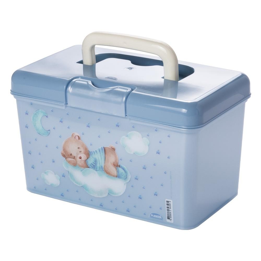 Maleta Organizadora Caixa Multiuso Urso Azul Caixa Multiuso Volta às Aulas Plasútil em Oferta na Shopee