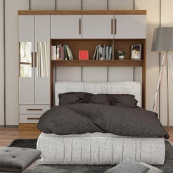 Guarda Roupa Modulado Paris 5 Portas Com Espelho E 2 Gavetas Freijó Com Off White