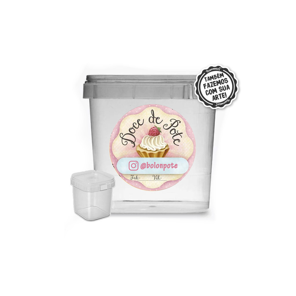 KIT 24 Adesivos para Bolo de Pote Personalizado Rótulo Bolo de Copo Modelo 19 Doce de Pote