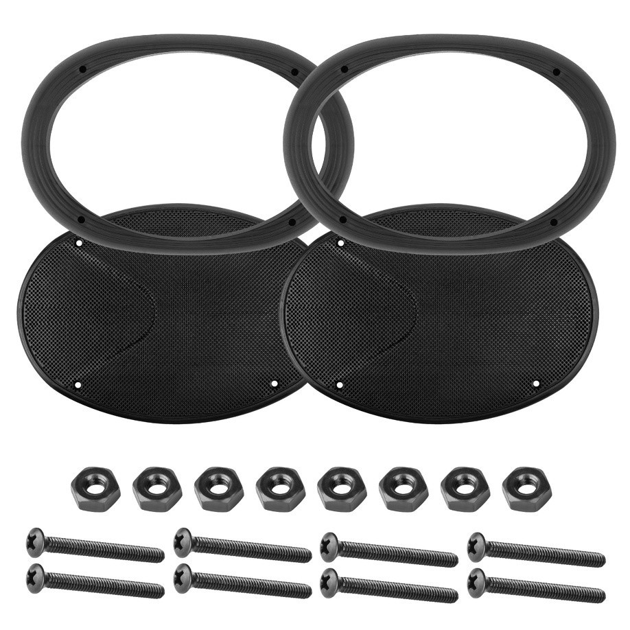 Kit Tela Plástica Premier 6x9 Polegadas Com Aro Espaçador Para Som Profissional/Automotivo + Parafusos
