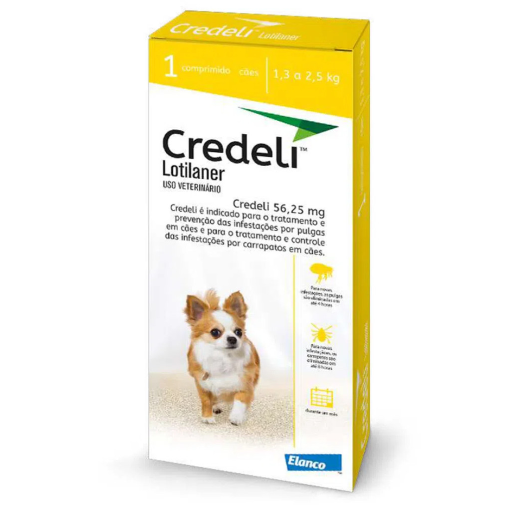 Credeli Antipulgas Cães 1,3 a 2,5 kg (56,25 mg) 1 comprimido - Pets