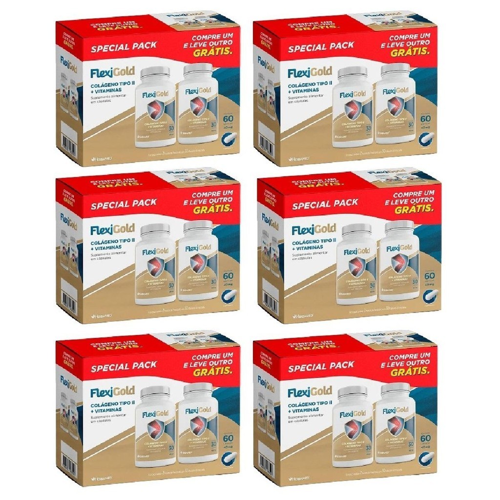 Kit 6 Packs Herbamed FlexiGold Com 60 Cápsulas Cada em Oferta na Shopee
