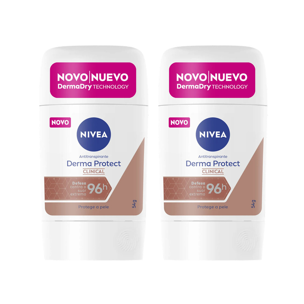 KIT C/2 DESODORANTE NIVEA CLINICAL STICK DERMA PROTECT FEMININO 54G em Oferta na Shopee