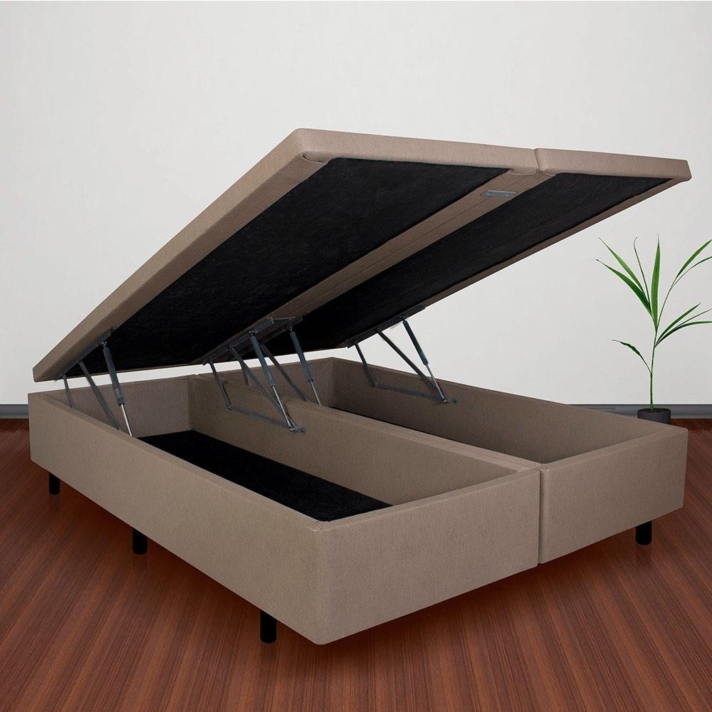 Base Box com Baú King 193x203x42 cm Courino Linho Bege