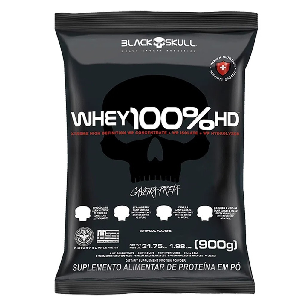 Refil Whey 100% HD Baunilha 900g - Black Skull em Oferta na Shopee