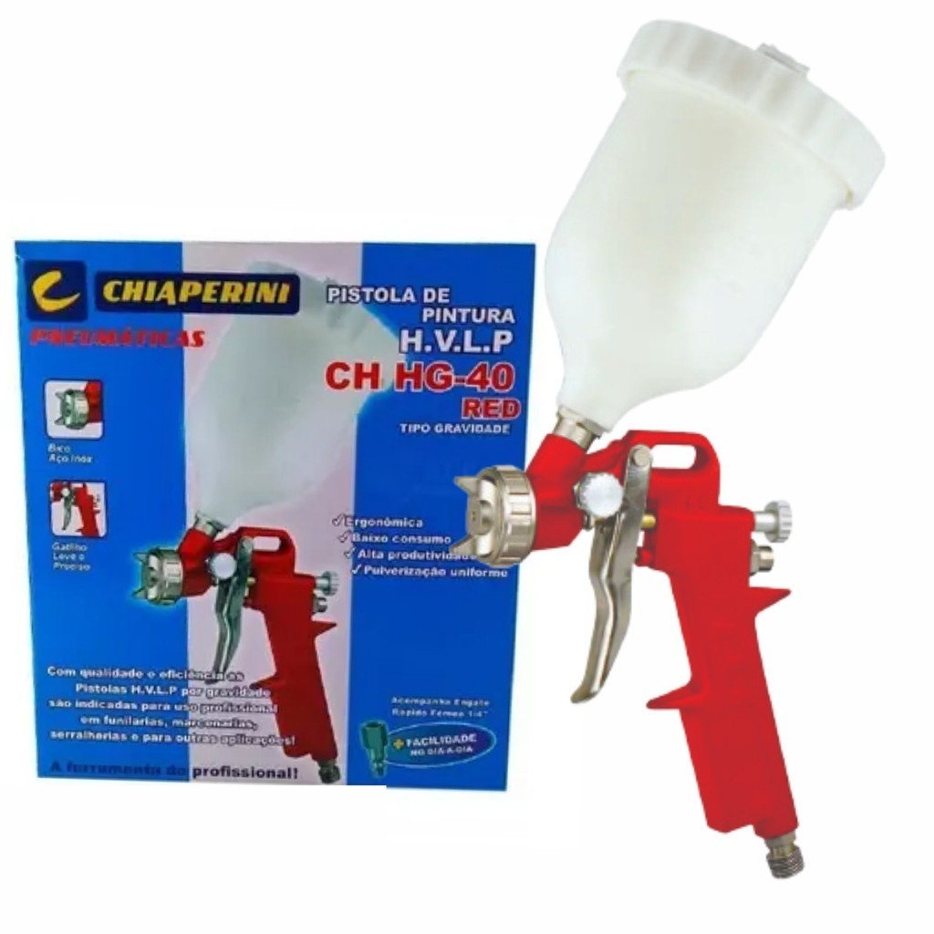 Pistola De Pintura Pneumática Gravitacional 600ml Ch Hg-40 Red
