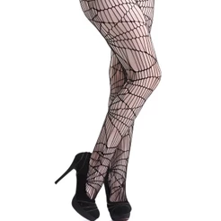 Meia Calça Teia de Aranha Arrastão Preta Feminina Gótica ou Fantasia de Halloween
