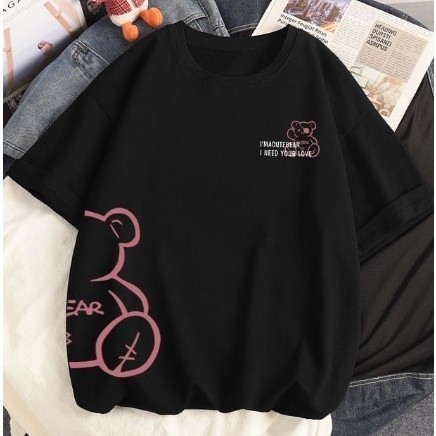 Camiseta Metade de Um Ursinho Moda Streetwear Lançamento! plus Size traje em Oferta na Shopee