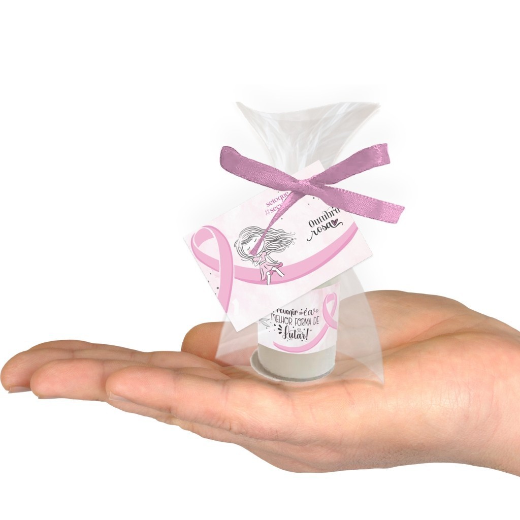 25 Lembrancinhas Hidratante + cartão Outubro Rosa presente
