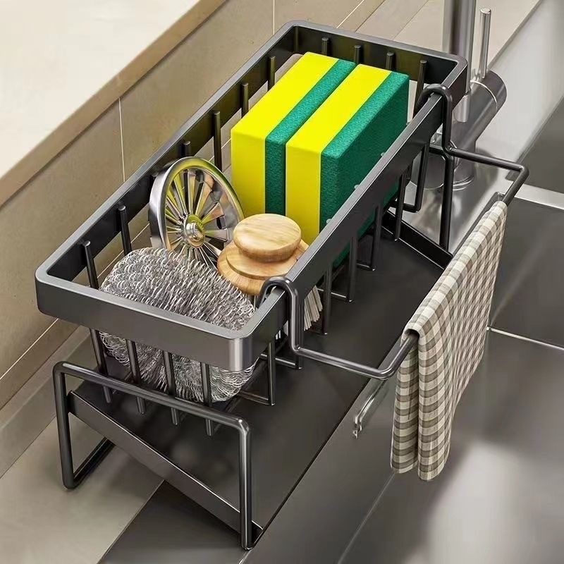 Rack de armazenamento de cozinha esponja escova toalheiro nenhuma instalação necessária tr...