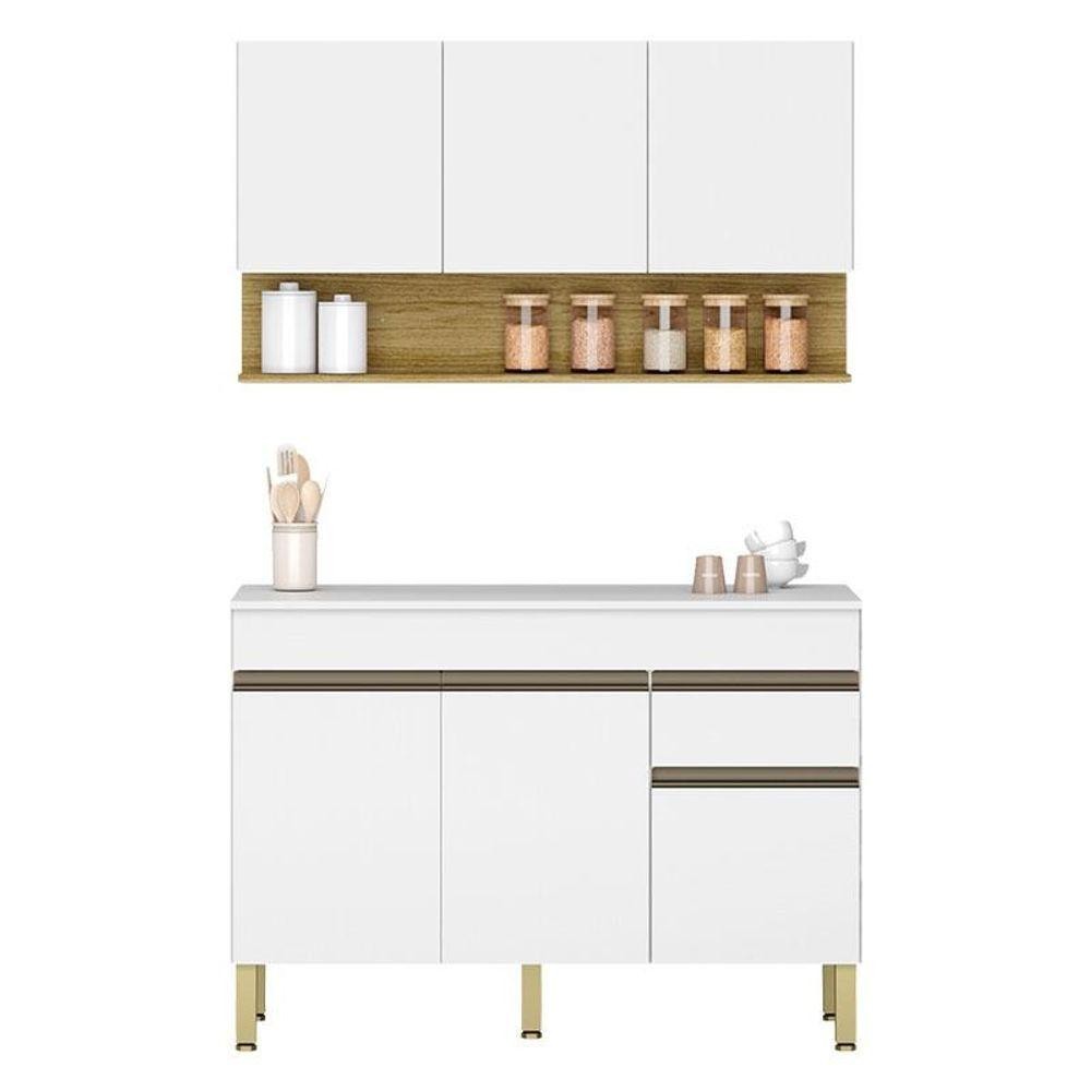 Cozinha Modulada Line Composição 2 Supremo Freijó - Kits Paraná - Home & Living