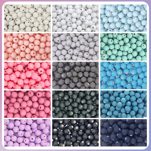 Miçanga Emborrachada 8mm 200un p/ Montar Pulseira Infantil Terço Brinco