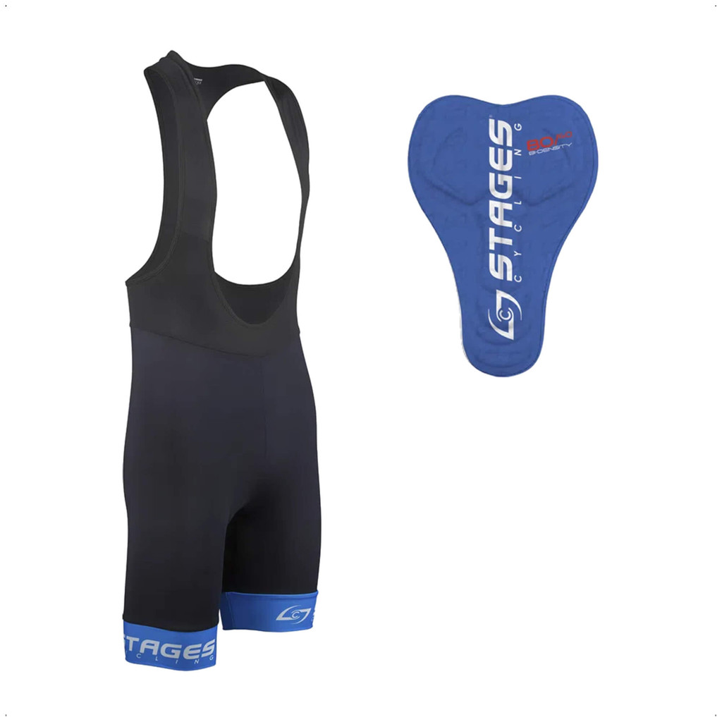 Bretelle de Ciclismo Stages Masculino M/G Preto Forro Bidensidade Proteção UV50+Atrio