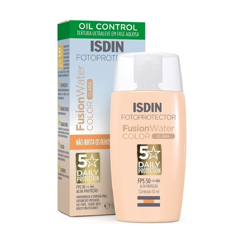 Fotoprotetor Facial Isdin Fusion Water FPS50 Cor Clara 50ml em Oferta na Shopee