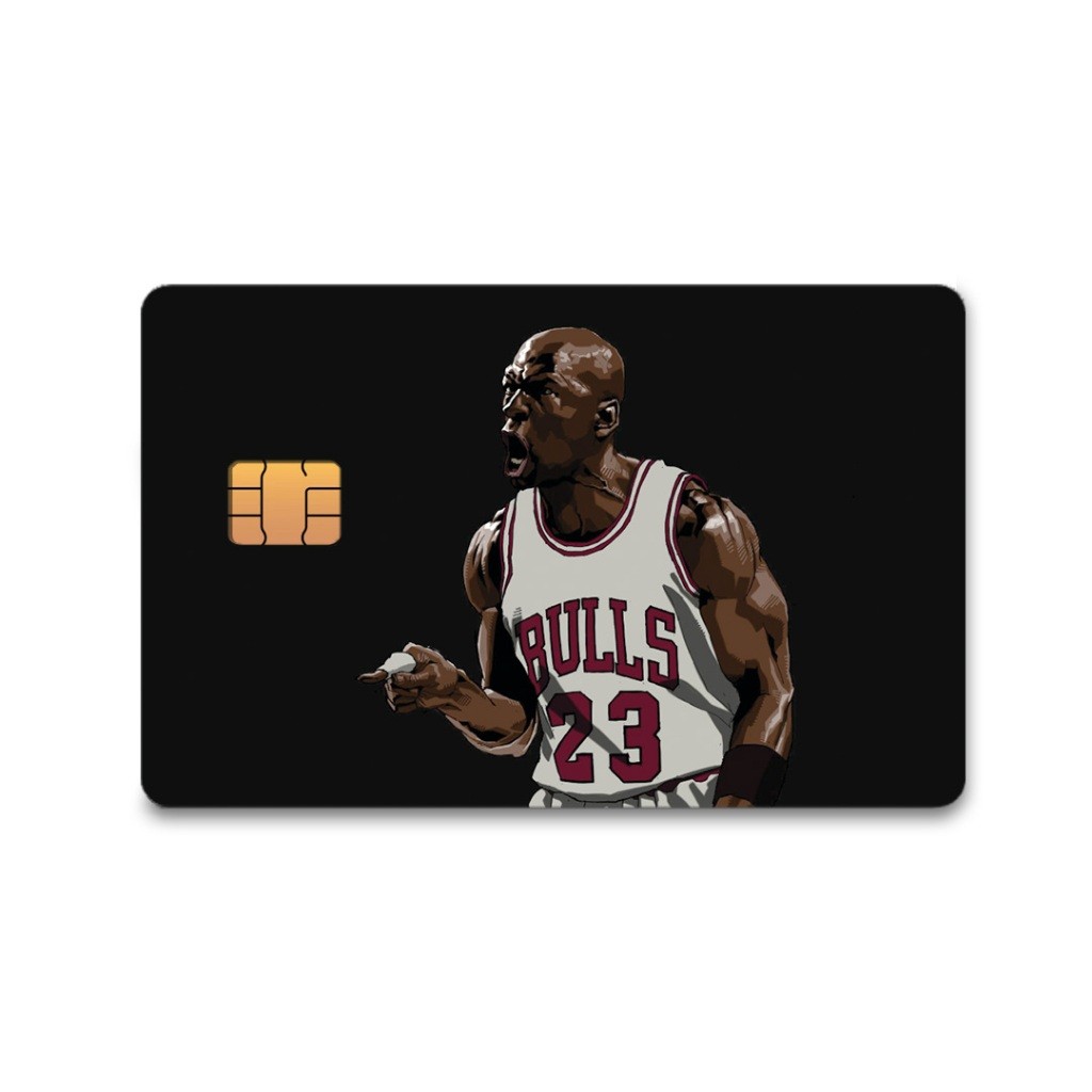 Skin Adesiva Basquete Michael Adesivo Para Cartão de Crédito e Débito Adesivo Removível 1 Unidade Frente