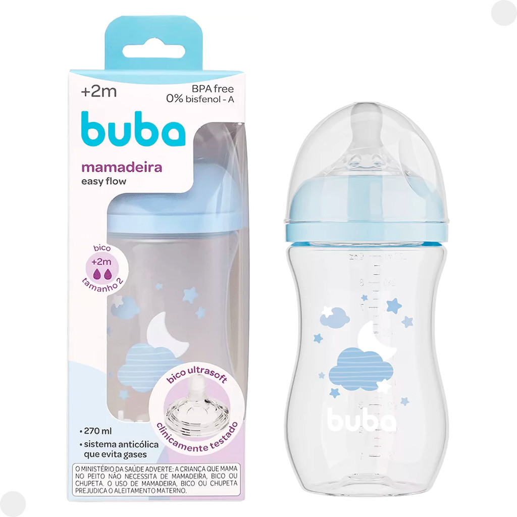 Mamadeira Easy Flow Azul 270ml 17259 - Buba em Oferta na Shopee