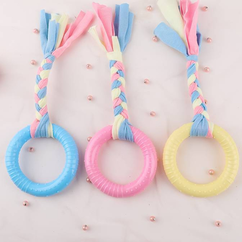 Brinquedo Mordedor Dunuts Silicone PET Com Corda Cachorro Porte Pequeno Médio brinquedos para limpeza de dentes em Oferta na Shopee