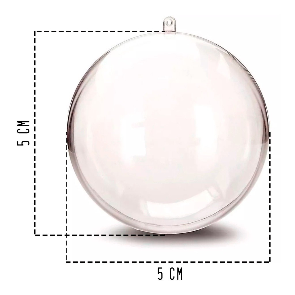 Esfera 5cm Bola Acrílica Enfeite Natalino Desmontável Para Personalizar Decorativo Fotos Doces Balas