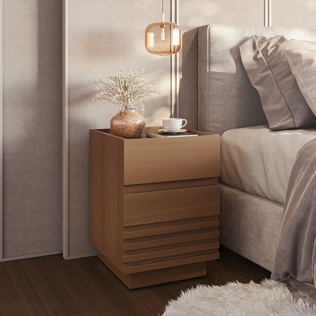 Mesa de Cabeceira 2 Gavetas Samambaia CabeCasa MadeiraOriginals Freijó em Oferta na Shopee