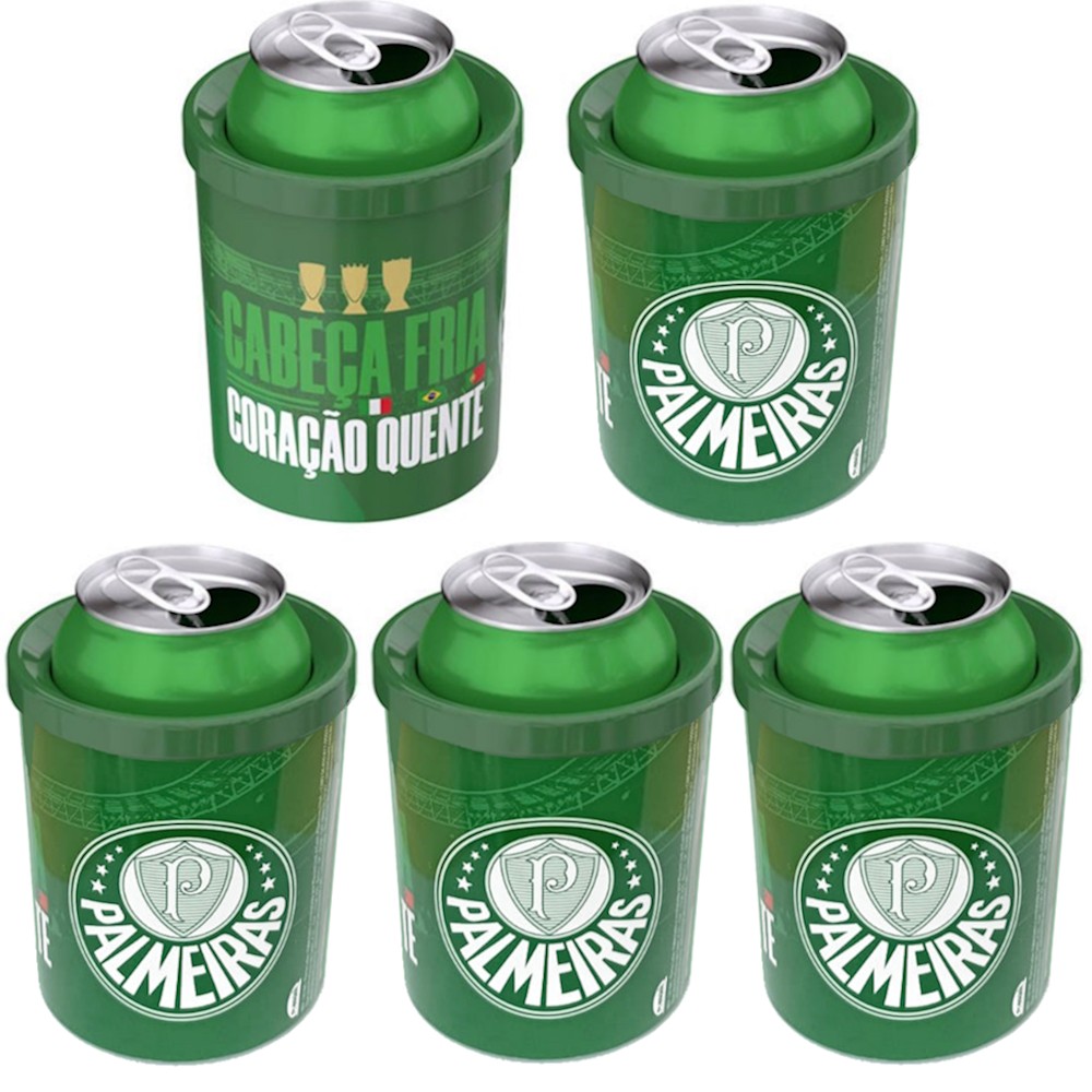 Combo 5 Porta Latas Oficial do Palmeiras Térmico para Latinhas Verdão