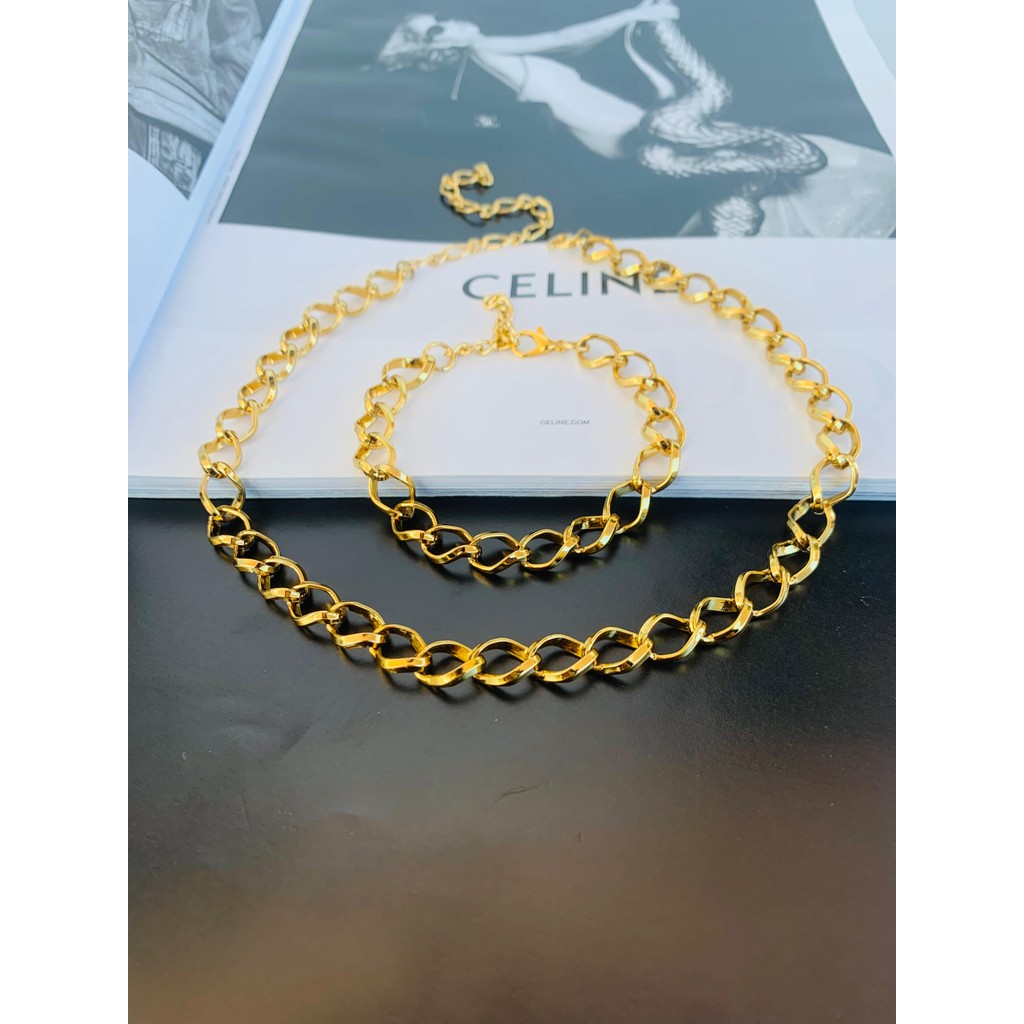 Conjuntos Semi Joia Colar e Pulseira a Ouro Verniz Italiano