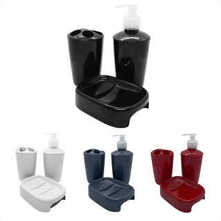Kit Banheiro Lavabo Dispenser Porta Escova Saboneteira 3pçs em Oferta na Shopee