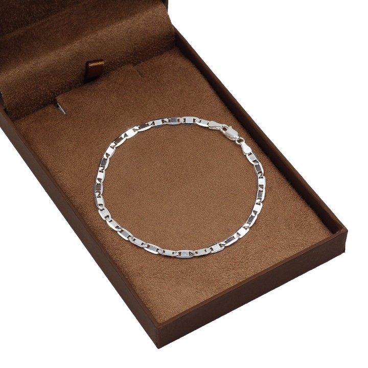 Pulseira de prata 925 Masculina Piastrine Diamantada 20cm em Oferta na Shopee