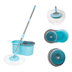 Kit Mop Completo Com Balde Giratório Esfregão 8 Litros Limpador De Microfibra Limpeza Casa - Mor