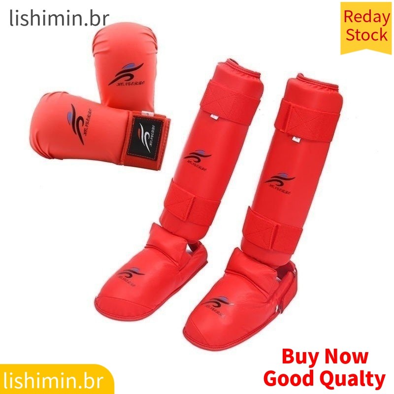 Luvas de Boxe Taekwondo Shinguard Karate Muay Thai Conjunto de Luvas de Boxe para Três Pés Protetores em Oferta na Shopee