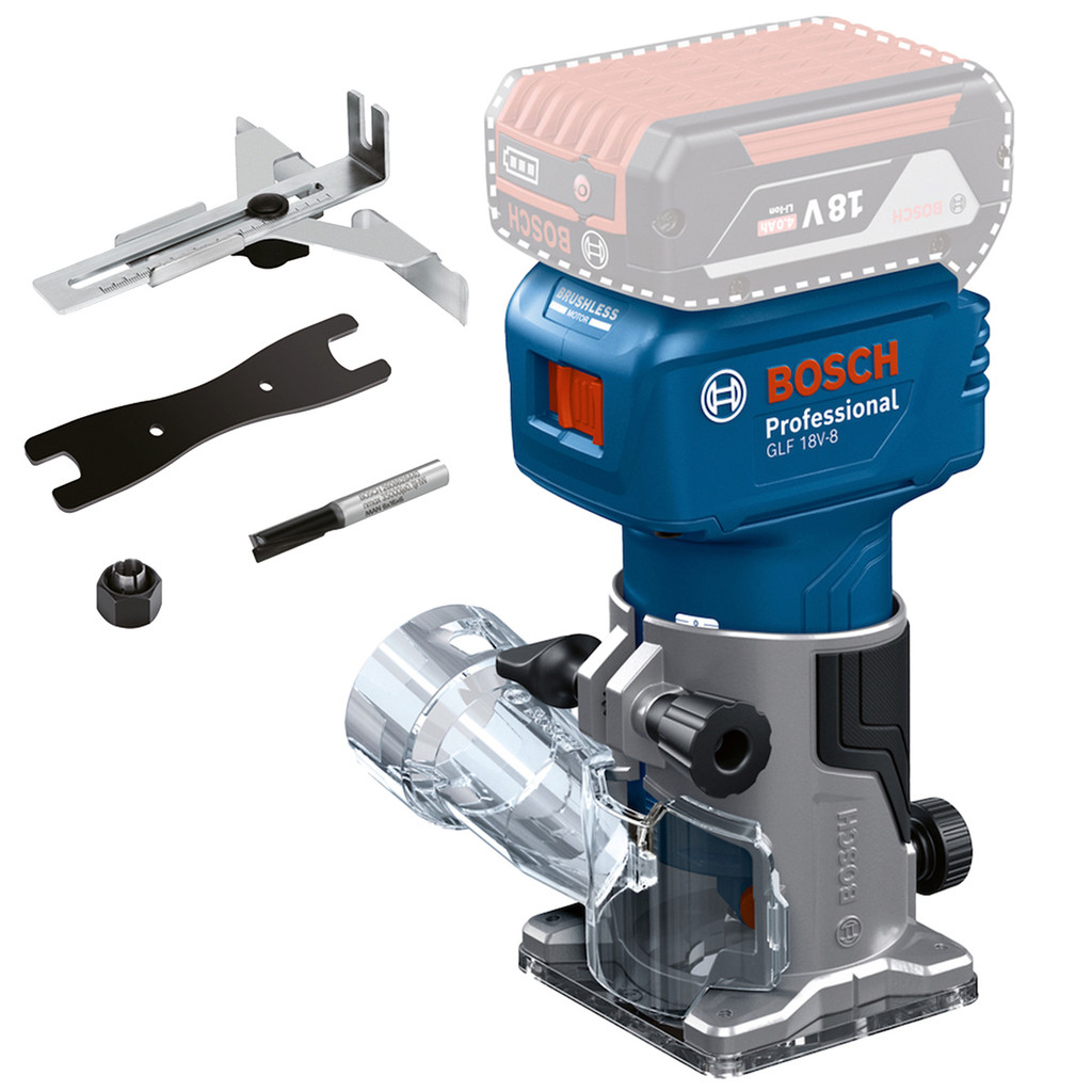 Tupia GLF 18V-8 Bosch 18V a Bateria Brushless com Fresa e Pinças - Home & Living