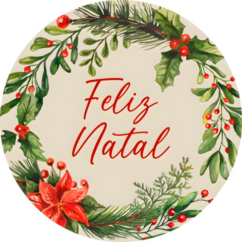 NOVO Painel Festa Infantil Redondo Feliz Natal Folhagens + Arco, Suporte incluso. Fazemos personalizado com qualquer tema. Confeccionado em Lona fosca, impressão de alta resolução. cenário , p/ Decoração