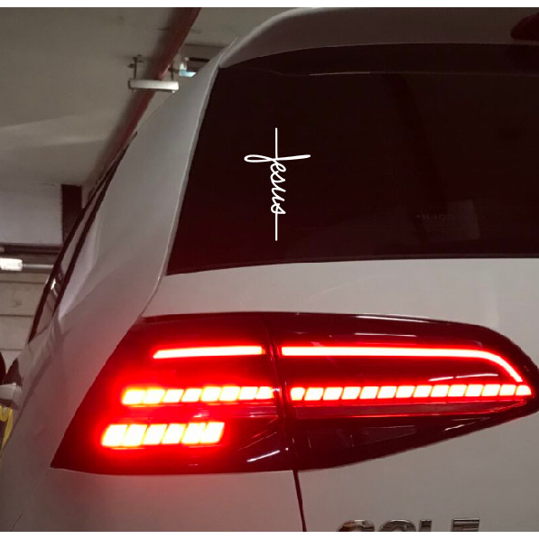 adesivo nome jesus no formato de cruz 20cm para carro moto e caminhão em Oferta na Shopee