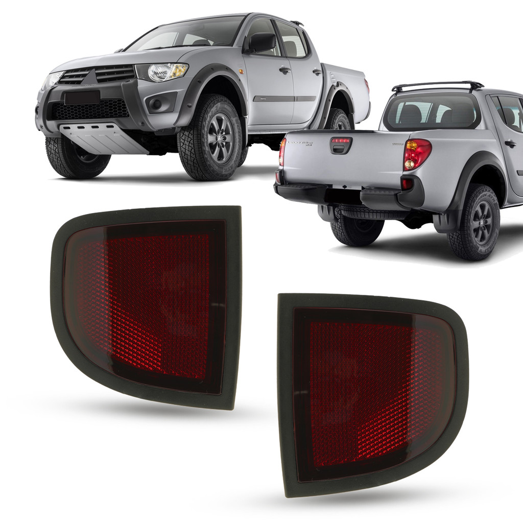 Par Refletor Olho de Gato Parachoque Mitsubishi L200 Triton 2008 2009 2010 2011 2012 2013 2014 2015 2016