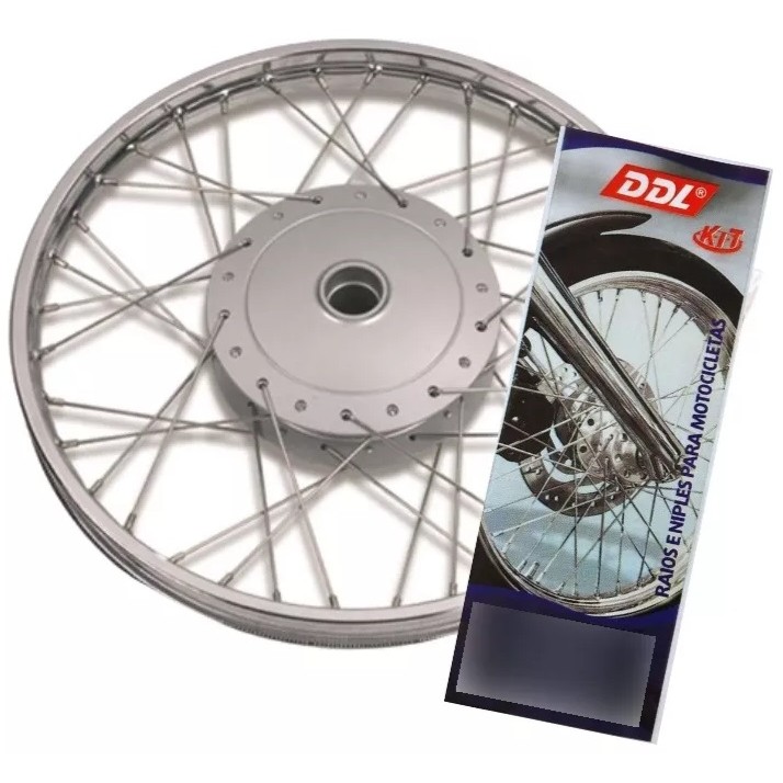 RAIO RODA HONDA BIZ 100 125 POP 100 110 110i KIT DIANTEIRO + TRASEIRO 3,2MM CROMADO DDL — imagem 2 de 2