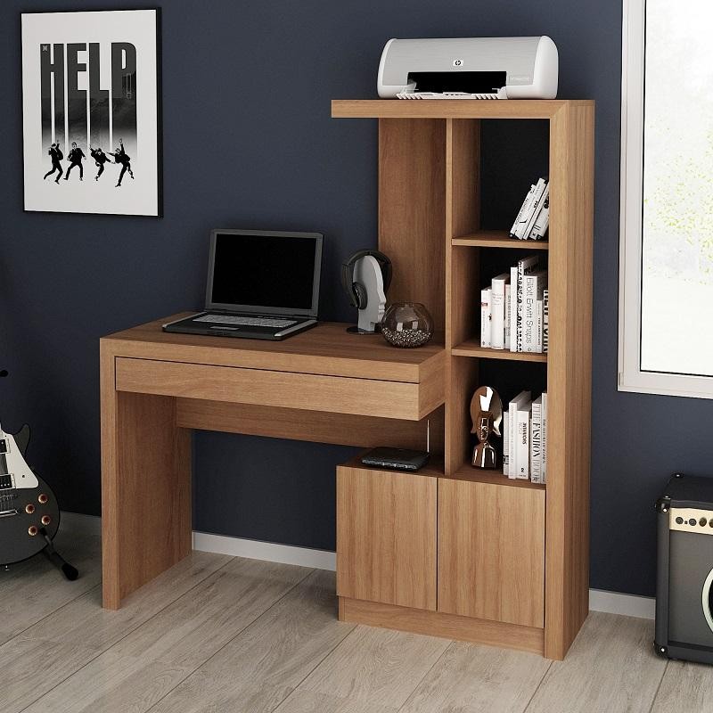Mesa escrivaninha Estante Home Office 2 portas 1 Gaveta AM em Oferta na Shopee