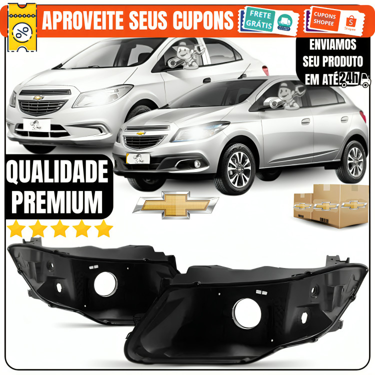 Par\Dir\Esq Carcaça Farol Principal Diant GM Onix Prisma 2012 á 2016 Joy 2017 á 2019 Todos Os Modelos