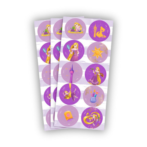 30 ~150 ADESIVO RAPUNZEL REDONDO  Regina em Oferta na Shopee