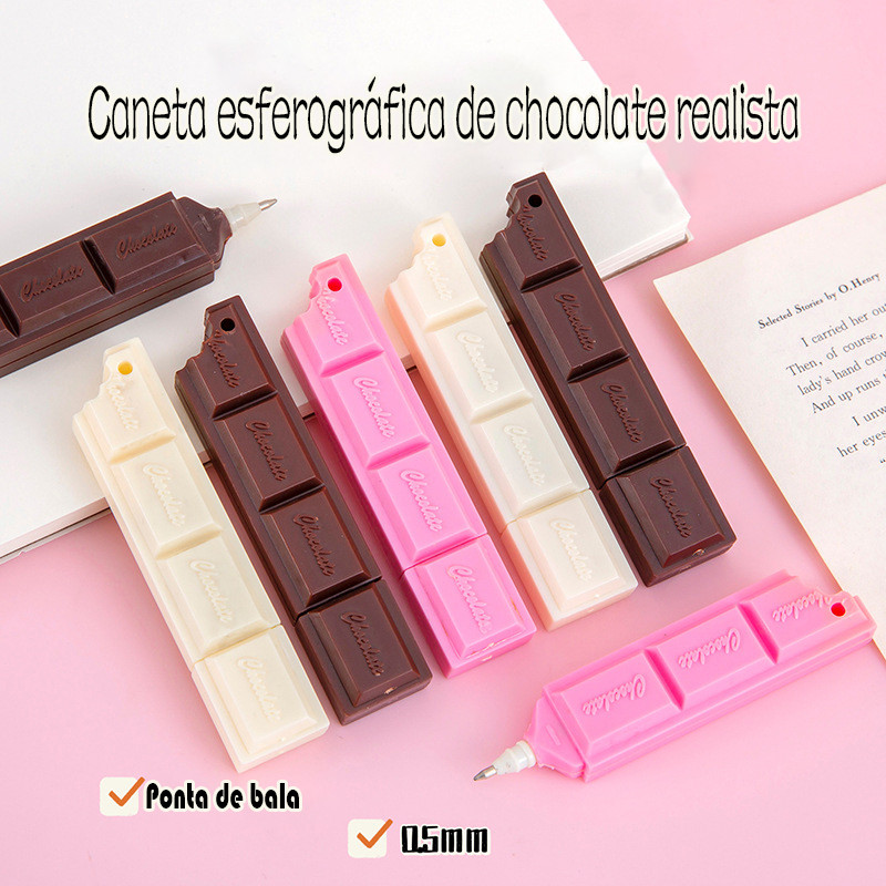 Criativo Caneta Esferográfica De Chocolate Simulação De Desenho Animado Estudante Estudo Suprimentos De Papelaria Bónus
