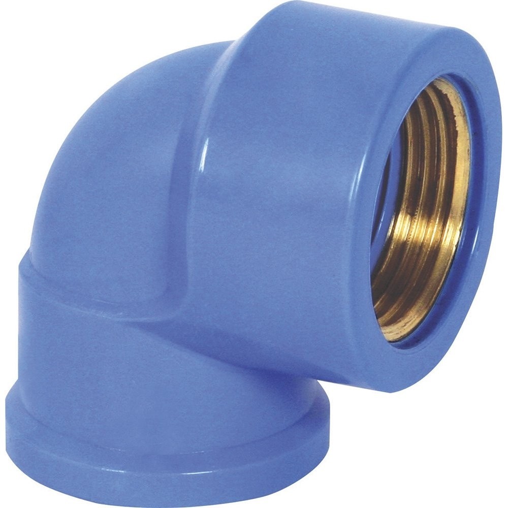 Joelho Soldável 90º Krona com Bucha Latão 25x1/2 Azul - Embalagem com 20 Unidades - Home & Living
