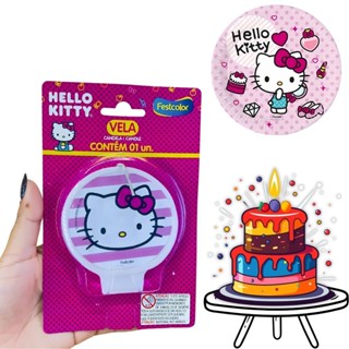 VELA HELLO KITTY ROSA FESTCOLOR em Oferta na Shopee