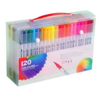 120 Cores Canetas Coloridas De Ponta Dupla E Marcador De Pincel Lavável Para Escola Chlird em Oferta na Shopee